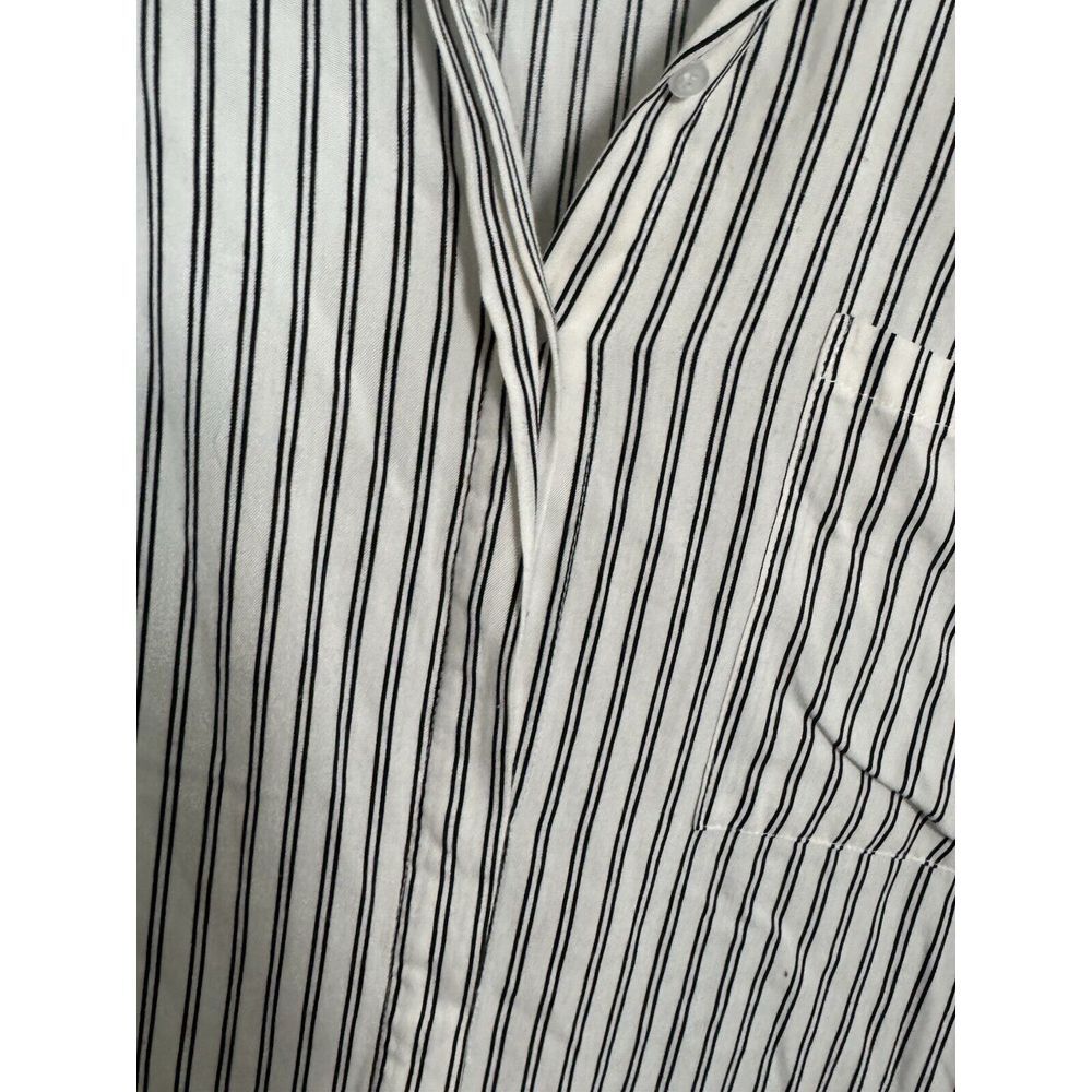 Faithfull The Brand Womens M White Black Striped Rayon Button Up Shirt‎ Dress - Picture 3 of 4